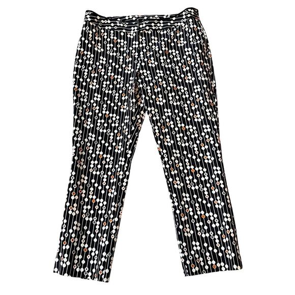 Worthington Women's Ankle Pant.  Black with Orange/Gray Circle Design.  Size 12 - Picture 1 of 6